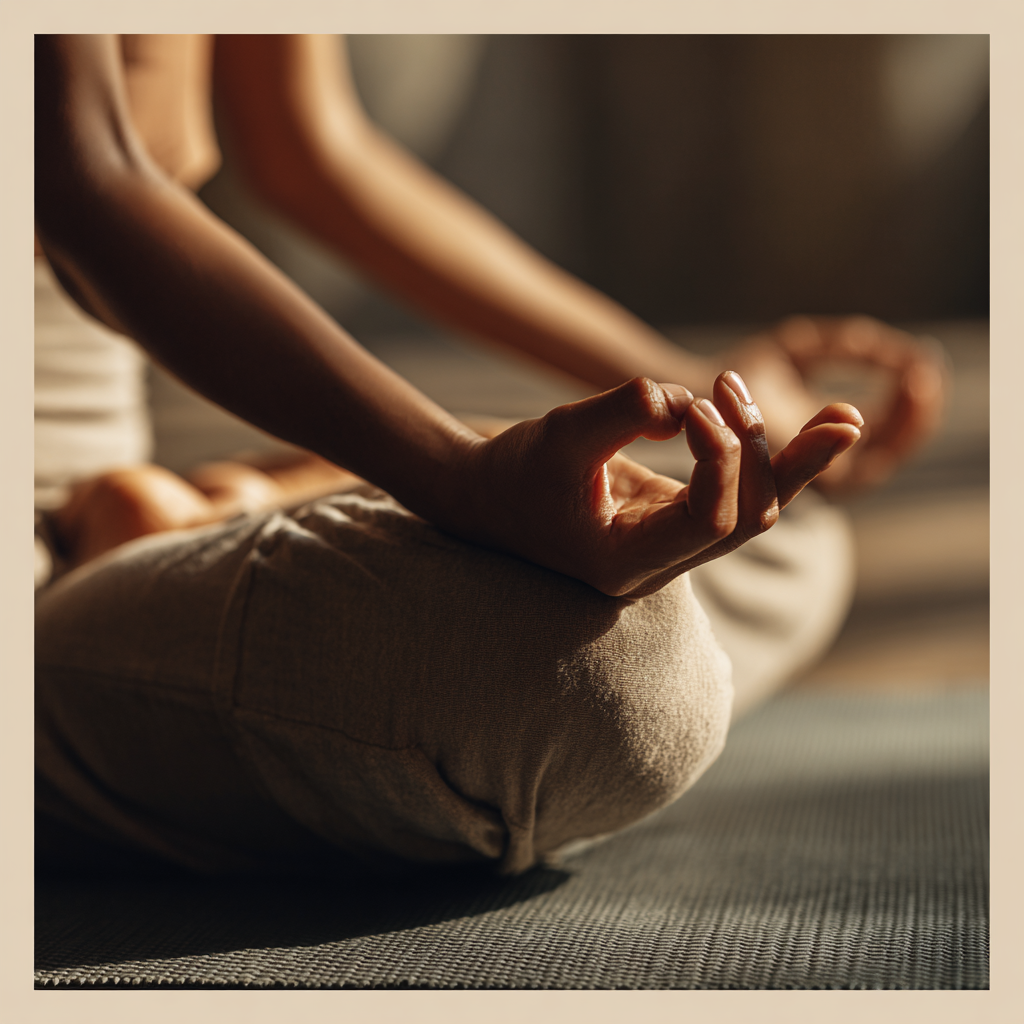 Щаслива жінка після заняття йогою